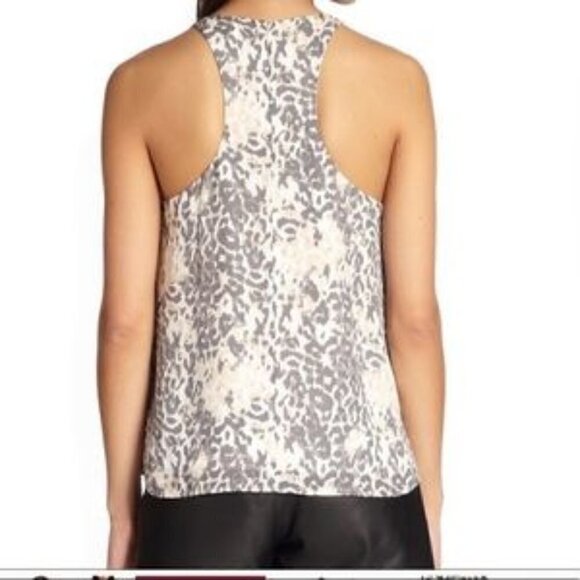 Joie top Silk gray tan Animal print sleeveless Racerback XS - Picture 3 of 9